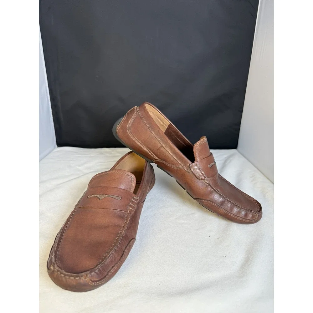 Clarks 16326 Brown Leather Ortholite Penny‎ Driving Loafers Mens 11.5 US Brown